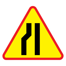 Znak drogowy ostrzegawczy A-12c zwężenie jezdni