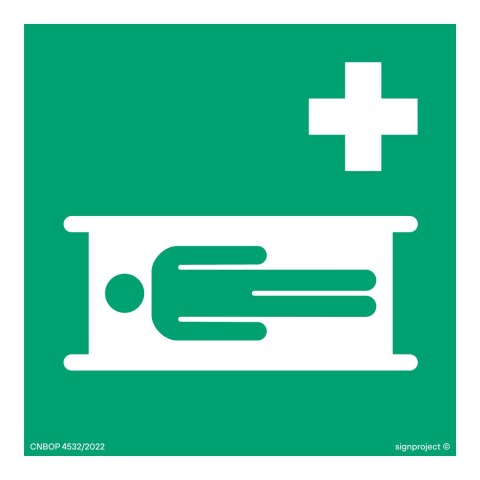 Znak AE013 Nosze, 500x500 mm, TS - Płyta TD fotoluminescencyjna