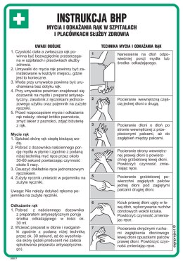 DD017 Instrukcja BHP mycia i odkażania rąk w szpitalach i placówkach służby zdrowia, 245x350 mm, PN - Płyta 1 mm