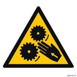 Znak GE013 Uwaga wirujące elementy, 200x200 mm, PN - Płyta 1 mm