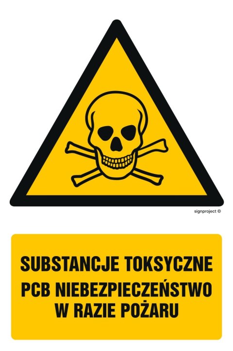 Znak GF008 Substancje toksyczne. Niebezpieczeństwo w razie pożaru, 350x525 mm, PN - Płyta 1 mm