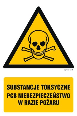 Znak GF008 Substancje toksyczne. Niebezpieczeństwo w razie pożaru - opakowanie 10 sztuk, 50x75 mm, TS - Płyta TD fotoluminescenc