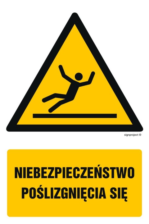 Znak GF019 Niebezpieczeństwo poślizgnięcia się, 250x375 mm, FN - Folia samoprzylepna