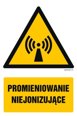 Znak GF025 Promieniowanie niejonizujące, 100x150 mm, PS - Płyta 1 mm fotoluminescencyjna