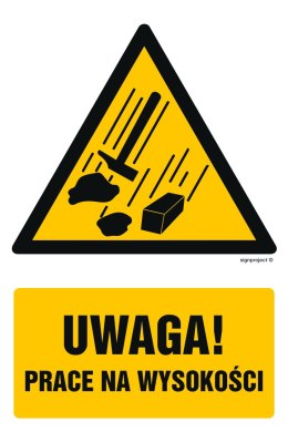 Znak GF027 Uwaga - prace na wysokości, 250x375 mm, FS - Folia samoprzylepna fotoluminescencyjna