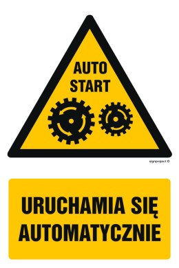 Znak GF032 Uruchamia się automatycznie, 100x150 mm, FN - Folia samoprzylepna