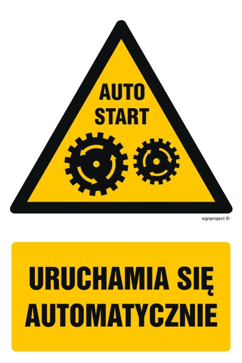 Znak GF032 Uruchamia się automatycznie, 150x225 mm, FN - Folia samoprzylepna