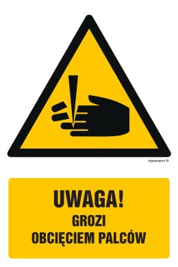 Znak GF033 Uwaga- niebezpieczeństwo obcięcia palców, 100x150 mm, TS - Płyta TD fotoluminescencyjna