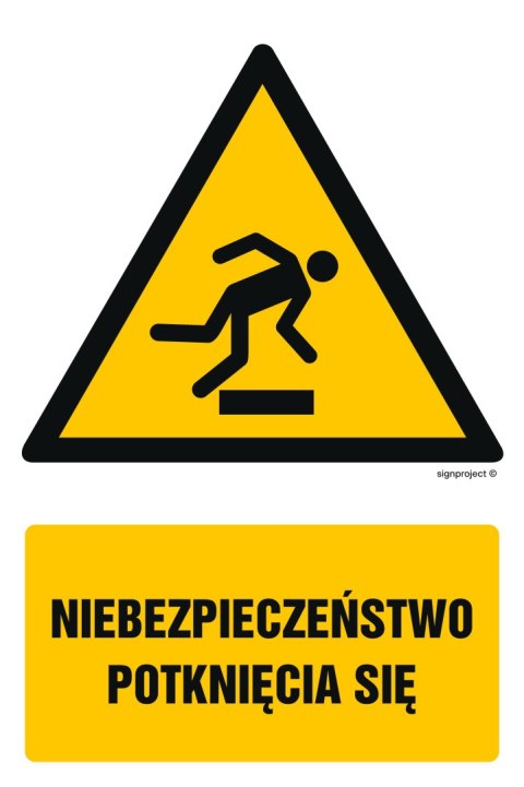 Znak GF035 Niebezpieczeństwo potknięcia się, 200x300 mm, FN - Folia samoprzylepna