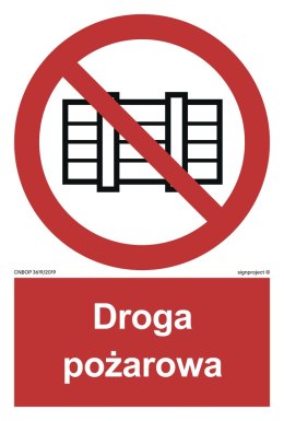 Znak BB001 Nie zastawiać - droga pożarowa, 500x740 mm, TS - Płyta TD fotoluminescencyjna