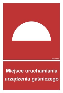 Znak BB003 Miejsce uruchamiania urządzenia gaśniczego, 200x296 mm, PN - Płyta 1 mm