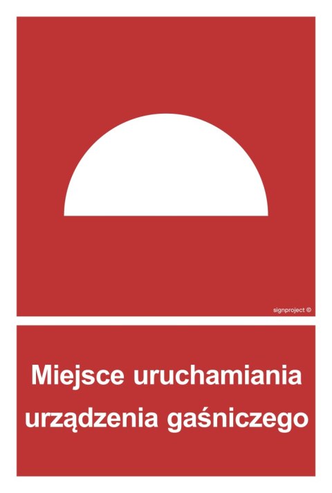 Znak BB003 Miejsce uruchamiania urządzenia gaśniczego, 200x296 mm, PN - Płyta 1 mm