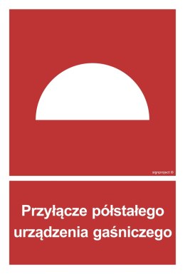 Znak BB004 Przyłącze półstałego urządzenia gaśniczego, 100x148 mm, PN - Płyta 1 mm