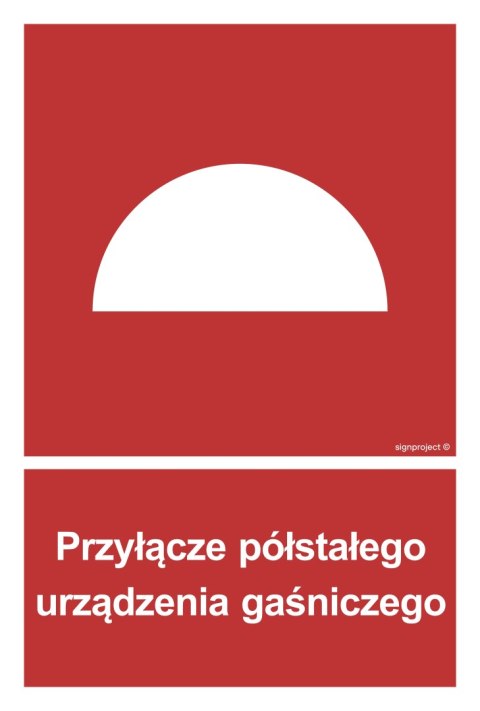 Znak BB004 Przyłącze półstałego urządzenia gaśniczego, 100x148 mm, PS - Płyta 1 mm fotoluminescencyjna