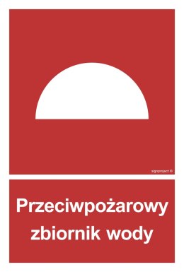 Znak BB007 Przeciwpożarowy zbiornik wody, 100x148 mm, FN - Folia samoprzylepna