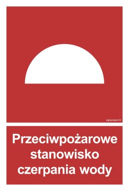 Znak BB008 Przeciwpożarowe stanowisko czerpania wody, 350x518 mm, PN - Płyta 1 mm