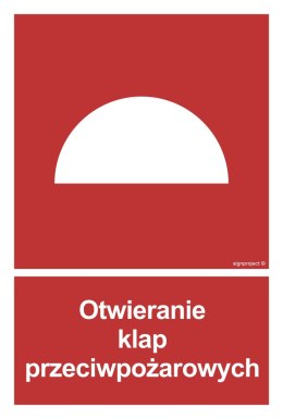 Znak BB010 Otwieranie klap przeciwpożarowych, 100x148 mm, FN - Folia samoprzylepna