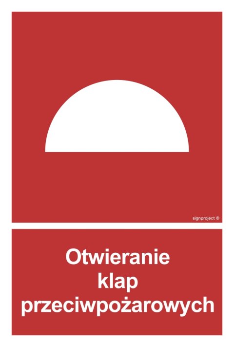 Znak BB010 Otwieranie klap przeciwpożarowych, 100x148 mm, PN - Płyta 1 mm