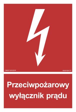 Znak BB012 Przeciwpożarowy wyłącznik prądu, 100x148 mm, PN - Płyta 1 mm