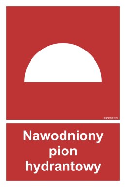 Znak BB019 Nawodniony pion hydrantowy, 100x148 mm, FN - Folia samoprzylepna