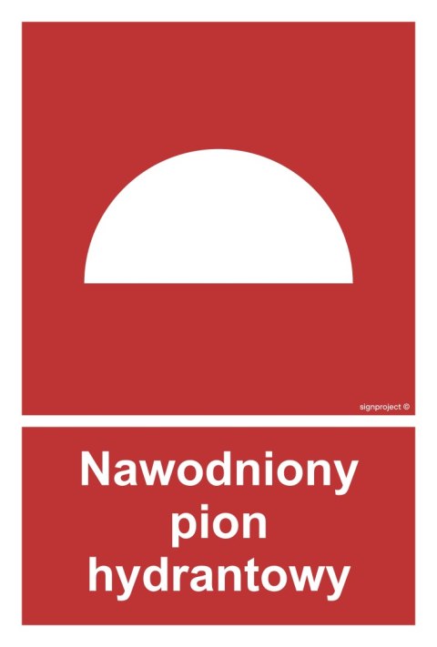 Znak BB019 Nawodniony pion hydrantowy, 100x148 mm, FN - Folia samoprzylepna