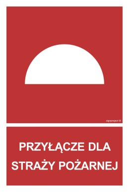 Znak BB023 Przyłącze dla straży pożarnej, 100x148 mm, FS - Folia samoprzylepna fotoluminescencyjna