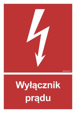 Znak BC007 Wyłącznik prądu, 200x296 mm, PN - Płyta 1 mm