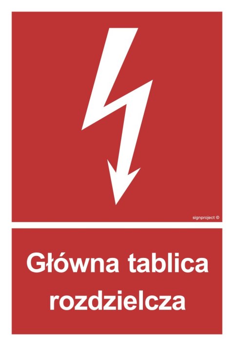 Znak BC010 Główna tablica rozdzielcza, 500x740 mm, PS - Płyta 1 mm fotoluminescencyjna