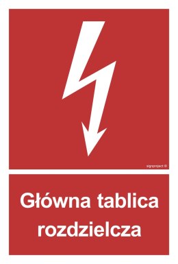 Znak BC010 Główna tablica rozdzielcza, 500x740 mm, TS - Płyta TD fotoluminescencyjna