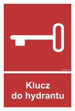 Znak BC044 Klucz do hydrantu, 100x148 mm, PN - Płyta 1 mm