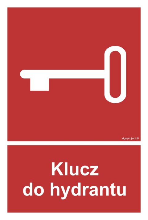 Znak BC044 Klucz do hydrantu, 100x148 mm, PS - Płyta 1 mm fotoluminescencyjna