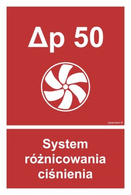 Znak BC058 System różnicowania ciśnienia, 100x148 mm, FS - Folia samoprzylepna fotoluminescencyjna