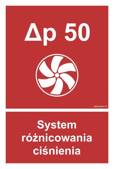 Znak BC058 System różnicowania ciśnienia, 250x370 mm, FS - Folia samoprzylepna fotoluminescencyjna