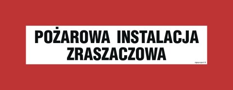 Znak BC122 Pożarowa instalacja zraszaczowa, 360x140 mm, FS - Folia samoprzylepna fotoluminescencyjna