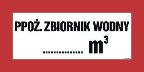 Znak BC140 Przeciwpożarowy zbiornik wodny ...... m3, 200x100 mm, PN - Płyta 1 mm