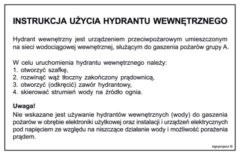 DB029 Instrukcja użycia hydrantu wewnętrznego, 200x130 mm, HN - Płyta TD-flex 0,4mm