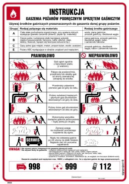 DB035 Instrukcja gaszenia pożarów podręcznym sprzętem gaśniczym, 245x350 mm, FN - Folia samoprzylepna