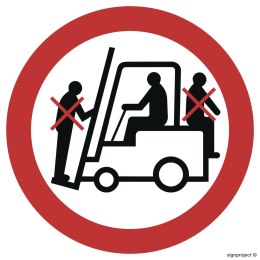 Znak GB002 Zakaz przewozu osób na urządzeniach transportowych, 500x500 mm, PS - Płyta 1 mm fotoluminescencyjna