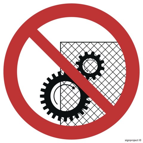 Znak GB025 Zakaz zdejmowania osłon podczas pracy urządzenia, 200x200 mm, PN - Płyta 1 mm