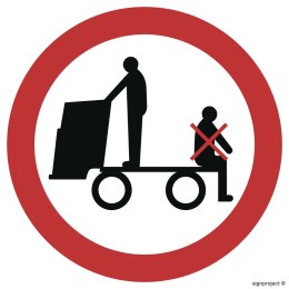 Znak GB028 Zakaz jazdy na urządzeniach transportowych, 350x350 mm, PN - Płyta 1 mm