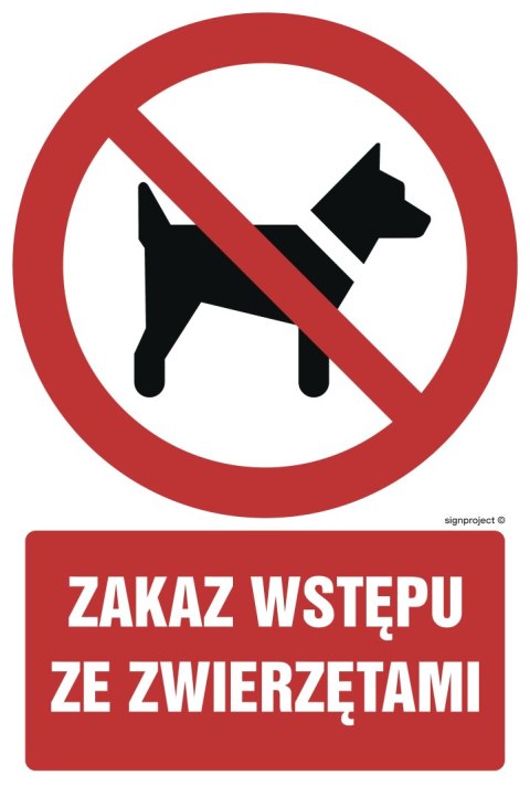 Znak GC007 Zakaz wstępu ze zwierzętami, 200x300 mm, PS - Płyta 1 mm fotoluminescencyjna