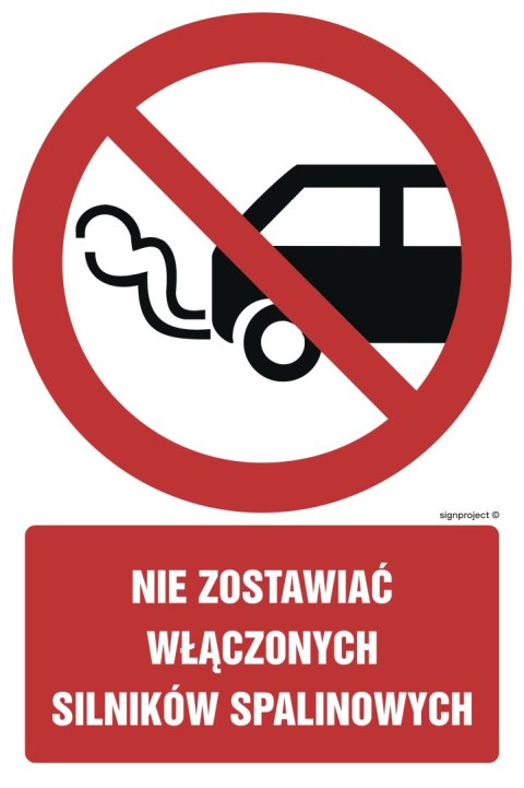 Znak GC020 Nie zostawiać włączonych silników spalinowych, 200x300 mm, PS - Płyta 1 mm fotoluminescencyjna