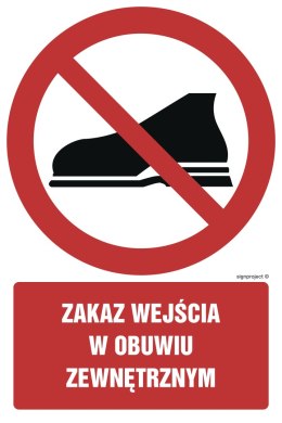 Znak GC023 Zakaz wejścia w obuwiu zewnętrznym, 250x375 mm, PN - Płyta 1 mm