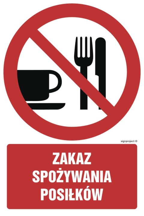 Znak GC024 Zakaz spożywania posiłków - opakowanie 10 sztuk, 50x75 mm, PN - Płyta 1 mm