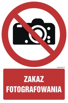 Znak GC028 Zakaz fotografowania, 150x225 mm, FN - Folia samoprzylepna