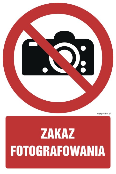 Znak GC028 Zakaz fotografowania, 200x300 mm, PS - Płyta 1 mm fotoluminescencyjna