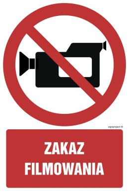 Znak GC029 Zakaz filmowania, 200x300 mm, PS - Płyta 1 mm fotoluminescencyjna