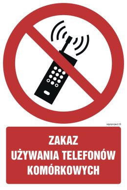 Znak GC030 Zakaz używania telefonów komórkowych, 100x150 mm, PS - Płyta 1 mm fotoluminescencyjna