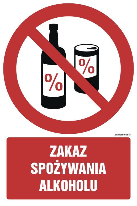 Znak GC031 Zakaz spożywania alkoholu, 100x150 mm, FN - Folia samoprzylepna