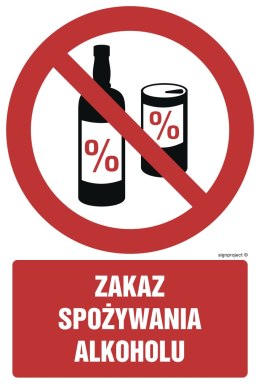 Znak GC031 Zakaz spożywania alkoholu, 100x150 mm, PS - Płyta 1 mm fotoluminescencyjna